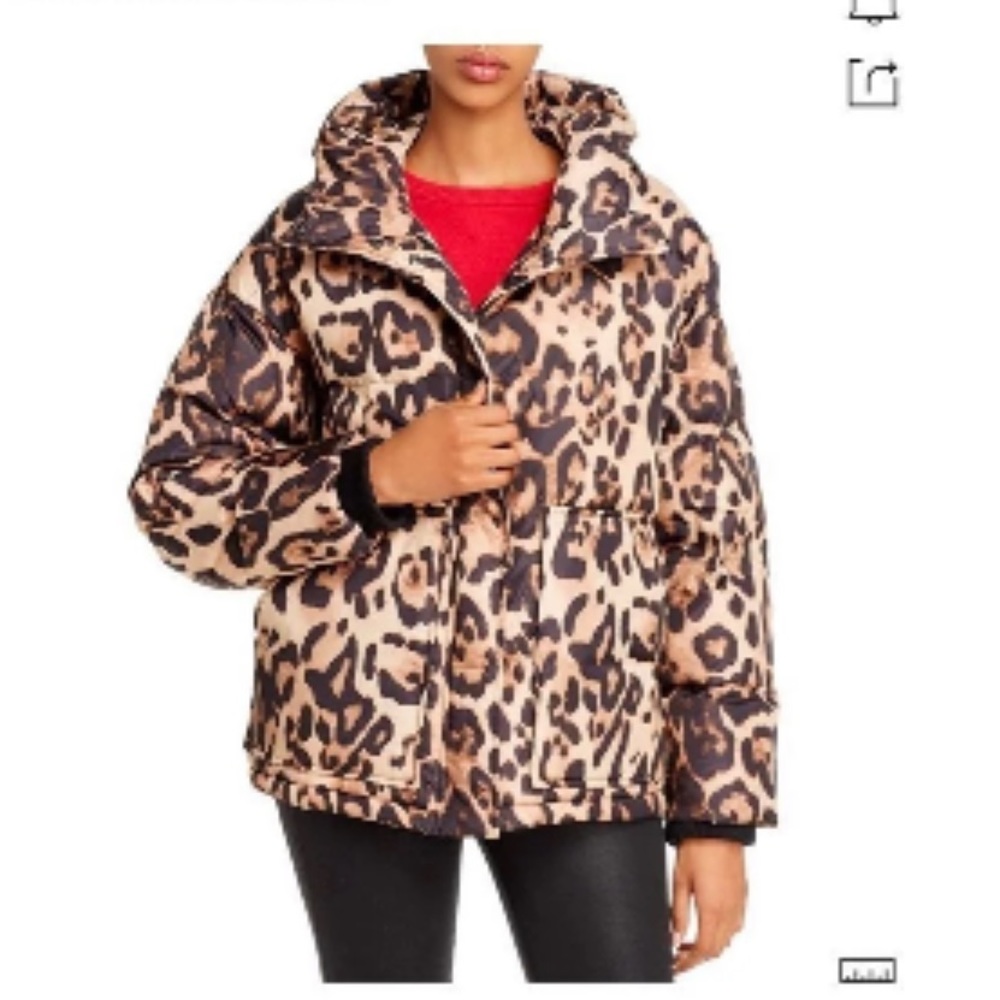 Aqua Leopard Puffer Jacket